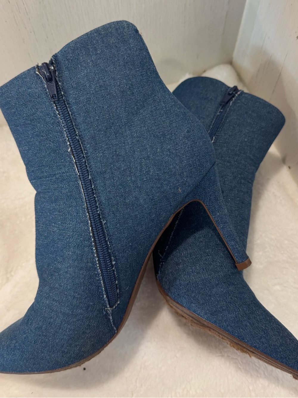Rogue Denim Pointed-Toe Ankle Booties - Blue